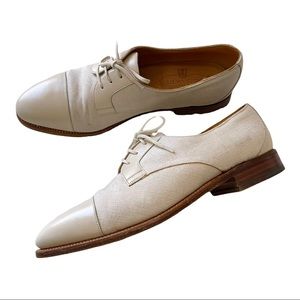 J.M. Weston Made In France Cap-toe Canvas Oxfords